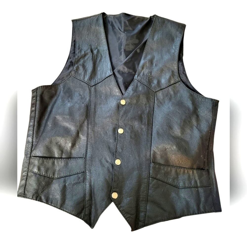 Men's Black Leather Vest